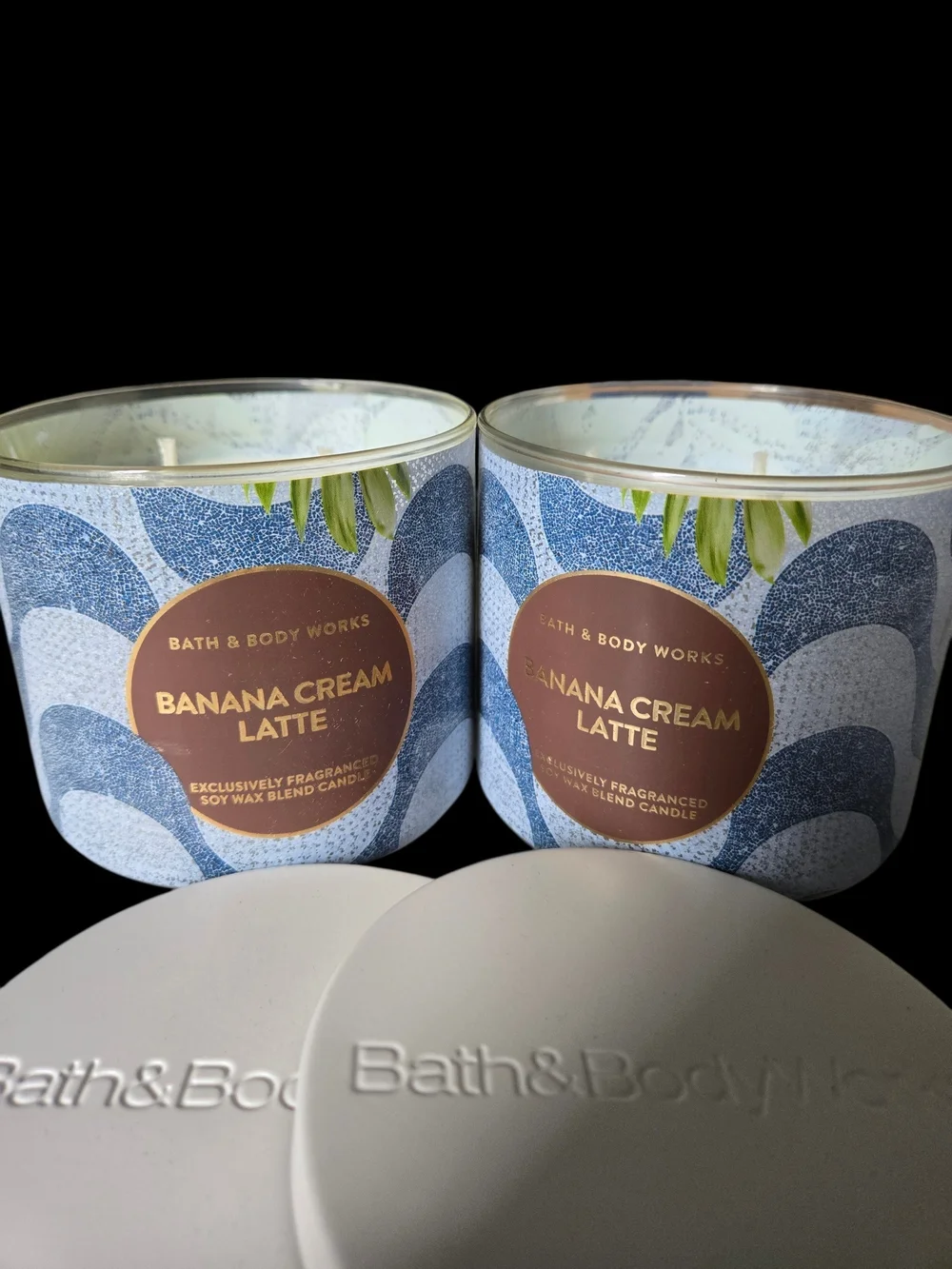 2pc Bath & Body Works Banana Cream Latte 3-Wick Candle - New!!